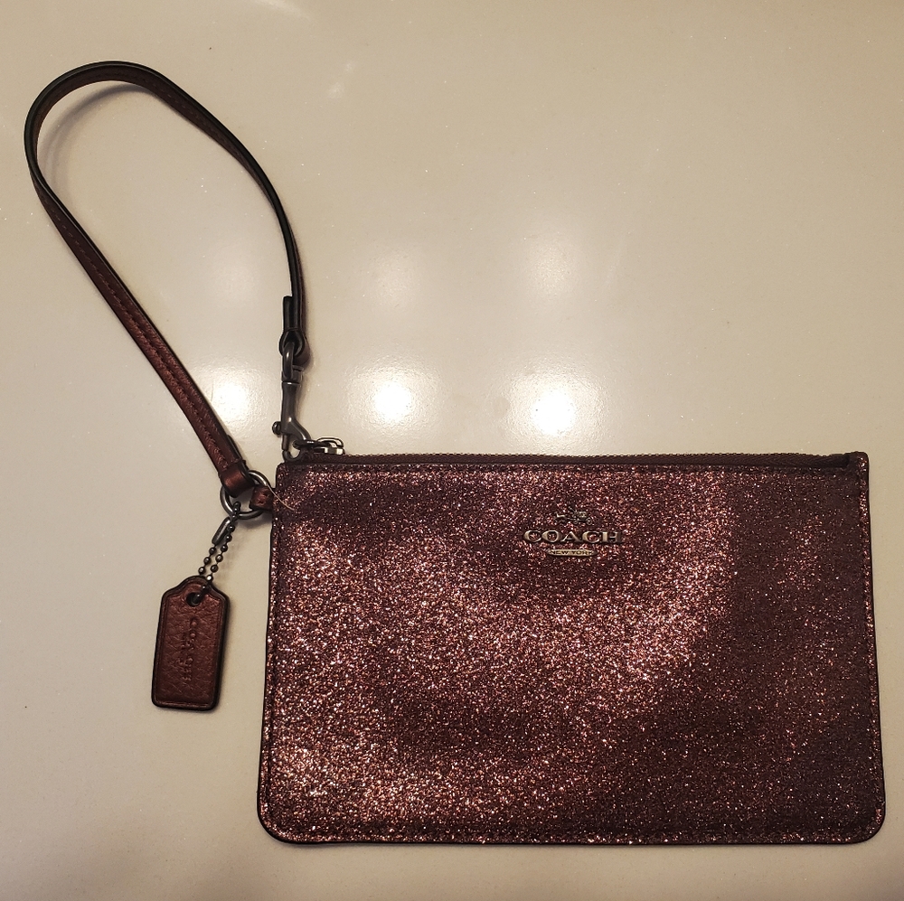Coach pink glittery wristlet